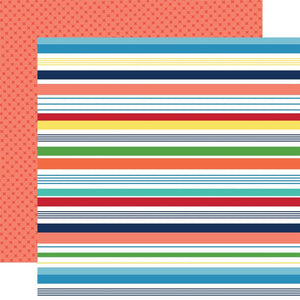 Scrapbooking  Carta Bella Beach Party Double-Sided Cardstock 12"X12" - Summer Stripe Paper 12"x12"