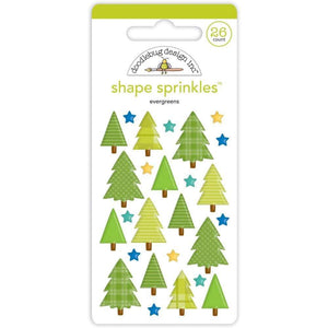 Scrapbooking  Doodlebug Sprinkles Adhesive Enamel Shapes Evergreens Embellishments