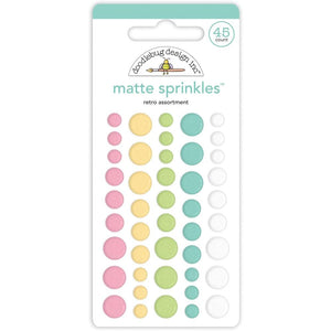 Scrapbooking  Doodlebug Sprinkles Adhesive Matte Enamel Shapes Retro Assortment Embellishments