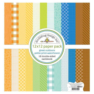 Scrapbooking  Doodlebug Petite Prints Double-Sided Cardstock 12"X12" 12/Pk Great Outdoors, 12 Designs/1 Each Paper 12"x12"