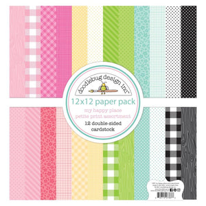 Scrapbooking  Doodlebug Petite Prints Double-Sided Cardstock 12"X12" 12/Pk My Happy Place, 12 Designs/1 Each Paper 12"x12"