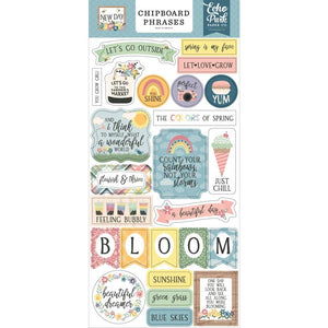 Scrapbooking  Echo Park New Day Chipboard 6"X13" Phrases Chipboard