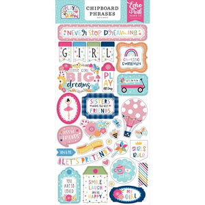 Scrapbooking  Echo Park Play All Day Girl Chipboard 6"X13" Phrases chipboard