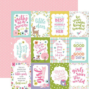 Scrapbooking  Echo Park All About A Girl Double-Sided Cardstock 12"X12" -3x4 Journaling Cards Paper 12"x12"