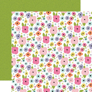 Scrapbooking  Echo Park All About A Girl Double-Sided Cardstock 12"X12" -Prettiest Posies Paper 12"x12"