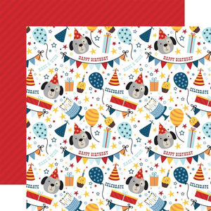 Scrapbooking  Echo Park Birthday Boy Double-Sided Cardstock 12"X12" - Puppy Party Paper 12'x12