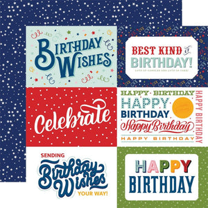 Scrapbooking  Echo Park Birthday Salutations Double-Sided Cardstock 12"X12" - 6x4 Journaling Cards paper 12"x12"