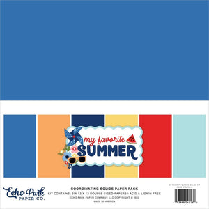 Scrapbooking  Echo Park Double-Sided Solid Cardstock 12"X12" 6/Pkg My Favorite Summer Paper 12"x12"