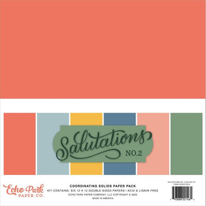 Scrapbooking  Echo Park Double-Sided Solid Cardstock 12"X12" 6/Pkg Salutations No. 2 Paper 12"x12"