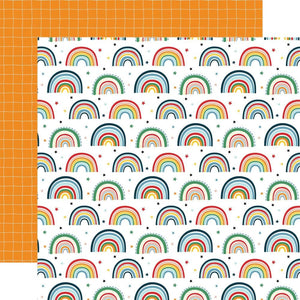 Scrapbooking  Echo Park First Day Of School Double-Sided Cardstock 12"X12 - Painting Rainbows Paper 12"x12"