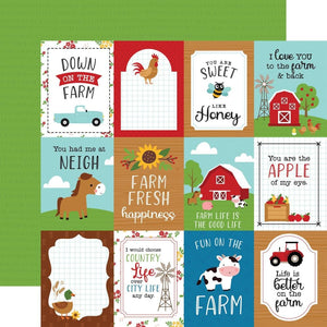 Scrapbooking  Echo Park Fun On The Farm Double-Sided Cardstock 12"X12" - 3x4 Journaling Cards Paper 12"x12"