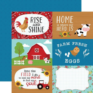 Scrapbooking  Echo Park Fun On The Farm Double-Sided Cardstock 12"X12" - 6x4 Journaling Cards Paper 12"x12"