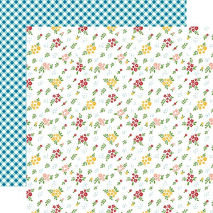 Scrapbooking  Echo Park Fun On The Farm Double-Sided Cardstock 12"X12" - Farm Flowers Paper 12"x12"