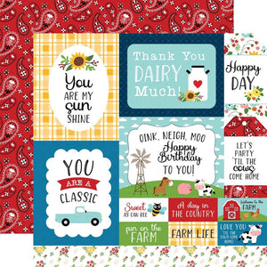 Scrapbooking  Echo Park Fun On The Farm Double-Sided Cardstock 12"X12" - Multi Journaling Cards Paper 12"x12"