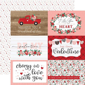 Scrapbooking  Echo Park Hello Valentine Double-Sided Cardstock 12"X12" - 6x4 Journaling Cards Paper 12"x12"