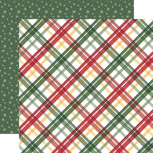 Scrapbooking  Echo Park Santa Claus Lane Double-Sided Cardstock 12"X12" - Festive Plaid Paper 12"x12"