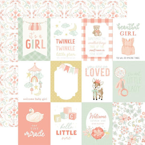 Scrapbooking  It's A Girl Double-Sided Cardstock 12"X12" - 3x4 Journaling Cards Scrapbooking Paper