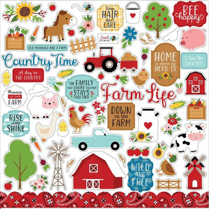 Scrapbooking  Echo Park Fun On The Farm Cardstock Stickers 12"X12" sticker