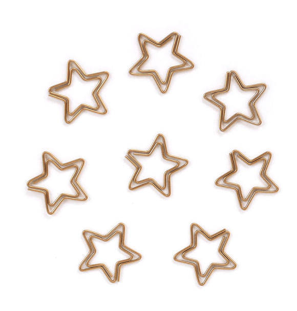 Scrapbooking  Elles Studio Gold Star Paper Clips Embellishments