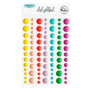 Scrapbooking  PinkFresh Enamel Dot Stickers Delightful 54pk Embellishments