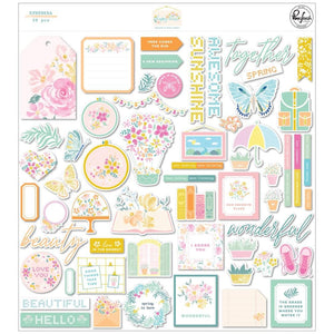 Scrapbooking  PinkFresh Cardstock Die-Cuts Happy Heart 59pk Ephemera