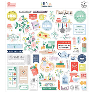 Scrapbooking  PinkFresh Life Right Now Cardstock Die-Cuts 54pk Ephemera