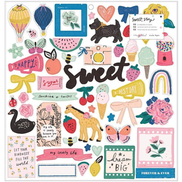 Maggie Holmes Sweet Story Chipboard Stickers 55/Pkg
