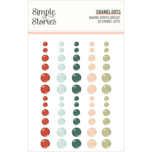 Scrapbooking  Simple Stories Baking Spirits Bright Enamel Dots Embellishments 60/Pkg Embellishments