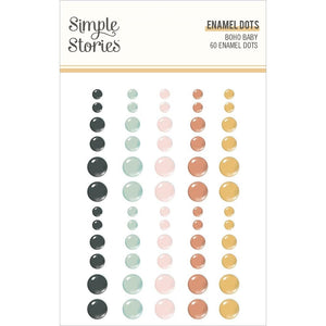 Scrapbooking  Simple Stories Boho Baby Enamel Dots Embellishments 60/Pkg embellishments