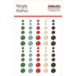 Scrapbooking  Simple Stories Hearth & Holiday Enamel Dots Embellishments 60/Pkg Embellishments