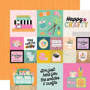 Scrapbooking  Simple Stories Let's Get Crafty Double-Sided Cardstock 12"X12" - 2x2/4x4 Elements Paper 12"x12"