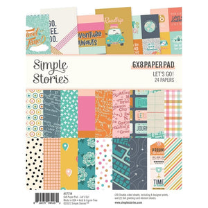 Scrapbooking  Simple Stories Double-Sided Paper Pad 6"X8" 24/Pkg Let's Go! Paper Pad