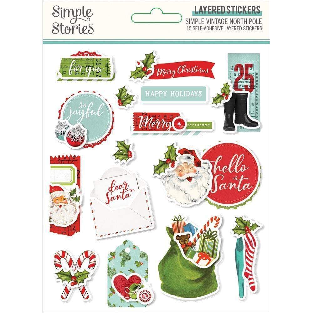 Simple Vintage North Pole Layered Stickers 15/Pkg