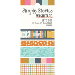 Scrapbooking  Simple Stories Let's Go! Washi Tape 5/Pkg Washi